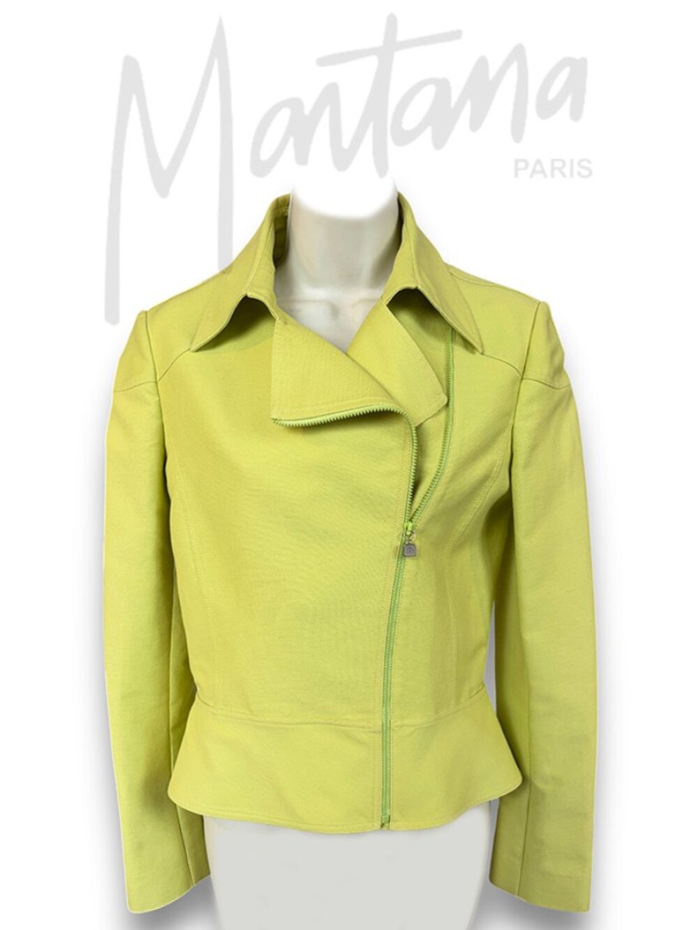 Rare, Vintage Claude Montana Lime Green Cropped Jacket, Sheer Back, Size XS - S